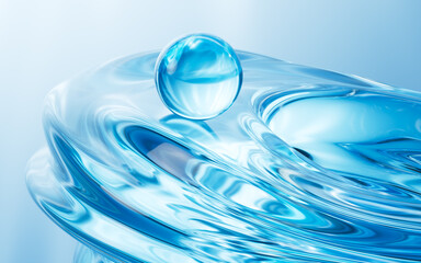 Poster - Blue abstract glass texture background, 3d rendering.