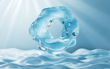 Poster - Abstract glass ring background, abstract curves, 3d rendering.