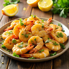 Wall Mural - Shrimp Bobo: Crispy fried shrimp in butter.