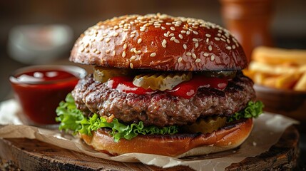 Sticker - Juicy Cheeseburger with Pickles and Ketchup