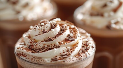 Wall Mural - Close up of Whipped Cream and Chocolate Shavings Topped Hot Chocolate