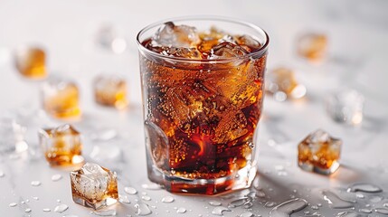 Poster - Refreshing Cola with Ice Cubes