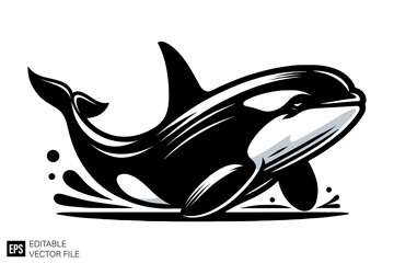 whale graphic design black and white vector clip art silhouette