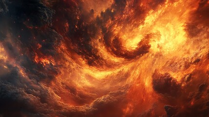 Wall Mural - Fiery clouds swirl and dance in a breathtaking display of celestial energy.