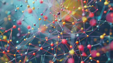 A colorful image of many small spheres connected by lines