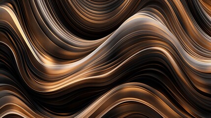 Wall Mural - The image is a stylized representation of a wave with a gold