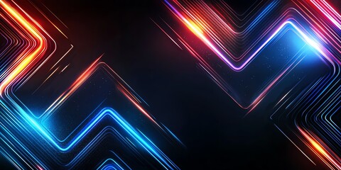 Poster - abstract background with glowing red and blue lines.