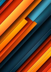 Poster - Abstract geometric pattern with orange, red, blue, and black stripes.