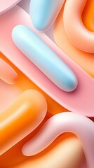 Poster - Soft pastel abstract geometric background featuring rounded shapes with delicate, smooth gradients, giving a calming and soothing atmosphere, perfect for wellness or beauty themes