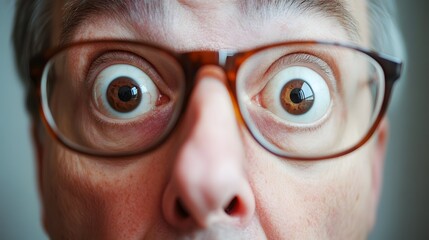 Wall Mural - 59. A middle-aged person conveying surprise with wide eyes and an open mouth