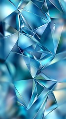 Poster - abstract geometric background with blue and cyan triangular shapes.