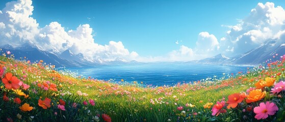 Poster - Charming cartoon-style landscape for Live Design