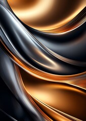 Poster - Abstract geometric background with a pattern of swirling lines and curves in metallic colors, creating a dynamic, luxurious look with a sense of fluidity