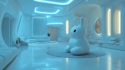 Poster - Professional setting with rabbit robot
