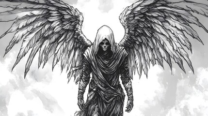 Wall Mural - Dark Angel with Wings Illustration