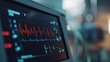 © arthit - A detailed shot of a heart rate monitor screen with a visible heartbeat graph, highlighting the real-time display of heart rhythms in a clinical environment.