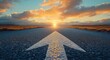 © ma - A straight road leading into the distance with an arrow pointing forward on it