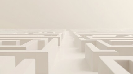White maze path leads to an open space.