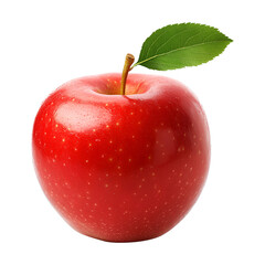Fototapete - Ripe red apple with leaf on transparent background
