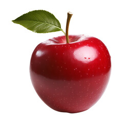 Fototapete - Ripe red apple with leaf on transparent background