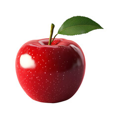 Fototapete - Ripe red apple with leaf on transparent background