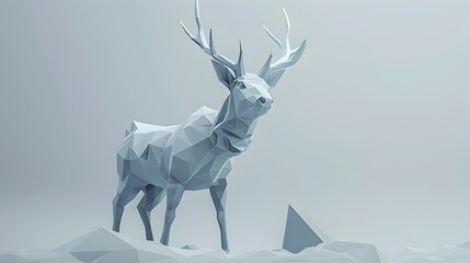 Wall Mural - Geometric Polygonal Ice Stag Digital Art Design