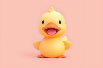 Wall Mural - Sweet Minimalist Duck Badge Logo with Charming Cartoon Character