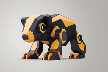 Wall Mural - Sleek Robotic Bear Logo for Futuristic Technology Brand