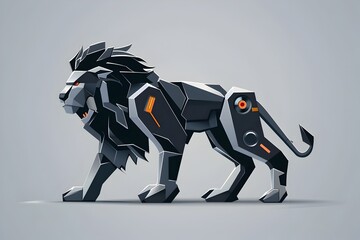 Wall Mural - Futuristic Cyborg Lion Logo for Corporate Identity and Brand