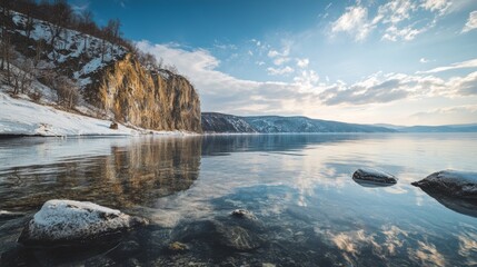 Baikal lake, Russia shot with Nikon D850 and Nikon AF-S NIKKOR 14-24mm f/2.8G ED lens, natural light, style of National Geographic --ar 16:9 --v 6.1 Job ID: 086d433d-b0c8-47ab-b05f-96a1e2b8ba73