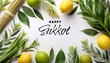 © Darwin Vectorian - Happy Sukkot Festival Poster Banner. Jewish Holiday
