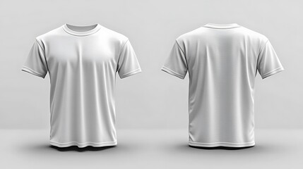 Front and back view of a blank white t-shirt.