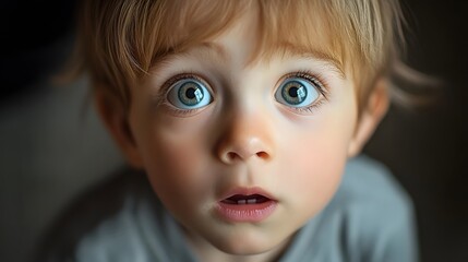 Wall Mural - 120. A child expressing curiosity with wide eyes and an inquisitive look