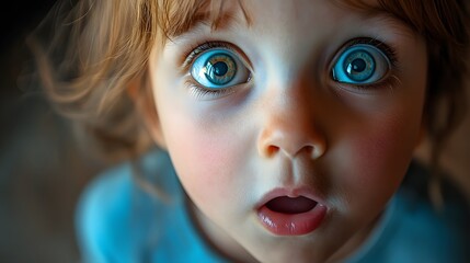 Canvas Print - 120. A child expressing curiosity with wide eyes and an inquisitive look