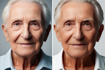 Elderly Face Transformation Exploring Senior Aging Through Before and After Portraits