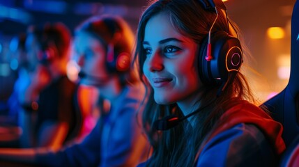 Wall Mural - Professional Girl Gamer. ai generated art image