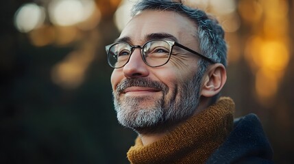 Canvas Print - 9. A middle-aged person expressing relief with a relaxed face and gentle smile