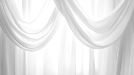 Soft white curtains background for graphic design or wallpaper.