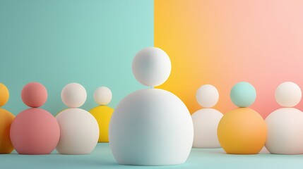 Wall Mural - Abstract Colorful Spheres on Pastel Background.