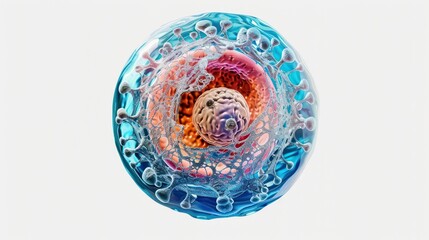 Wall Mural - A stunning electron microscope image of a human cell, revealing its ultrastructure and intricate details