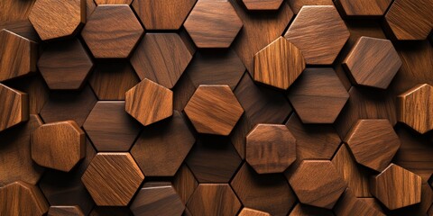 Poster - Wooden Hexagon Pattern