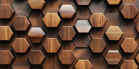 Poster - Wooden Hexagon Pattern