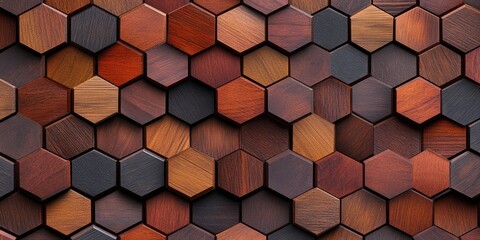 Poster - Wooden Hexagon Pattern