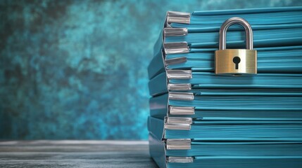 Poster - Secured Blue Folders with Padlock