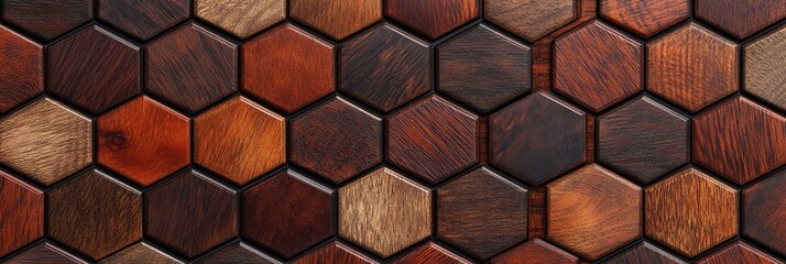 Wall Mural - Hexagon Wooden Wall Pattern