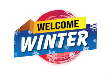 welcome winter word text concept icon logo sign symbol vector note blue style for use landing page, template, social media, web, mobile app, poster, banner, flyer, background, gift card, coupon

