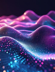 Poster - A colorful, abstract image of a mountain range with purple and blue tones