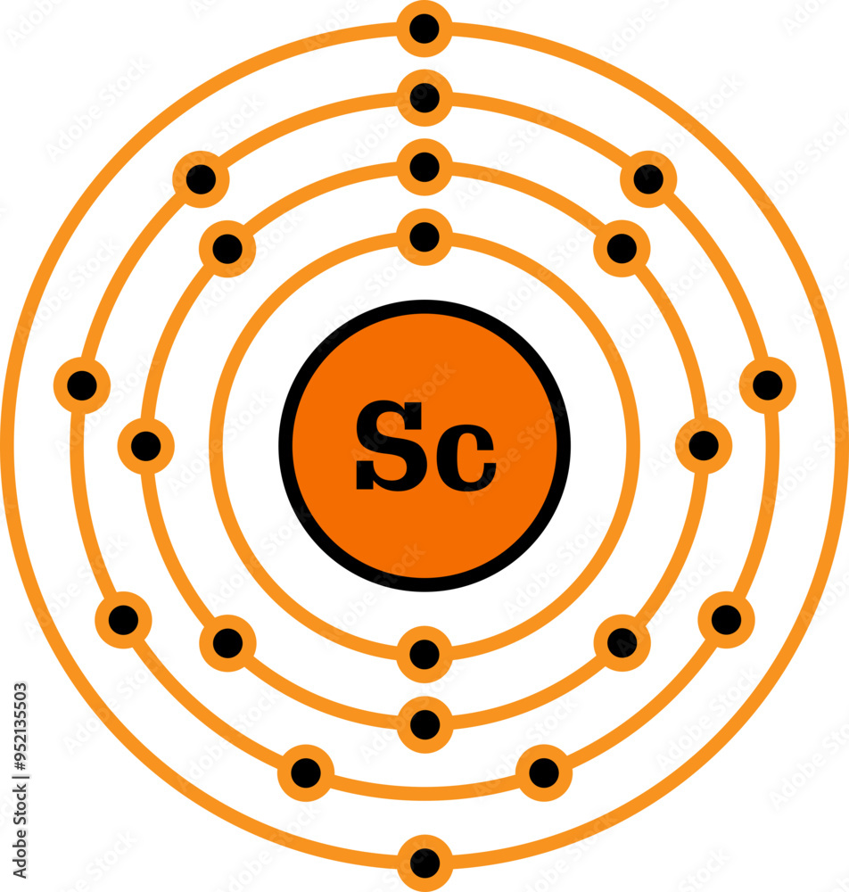 Scandium (Sc) Bohr Atomic Model, Atomic Number 21 Stock Vector | Adobe ...