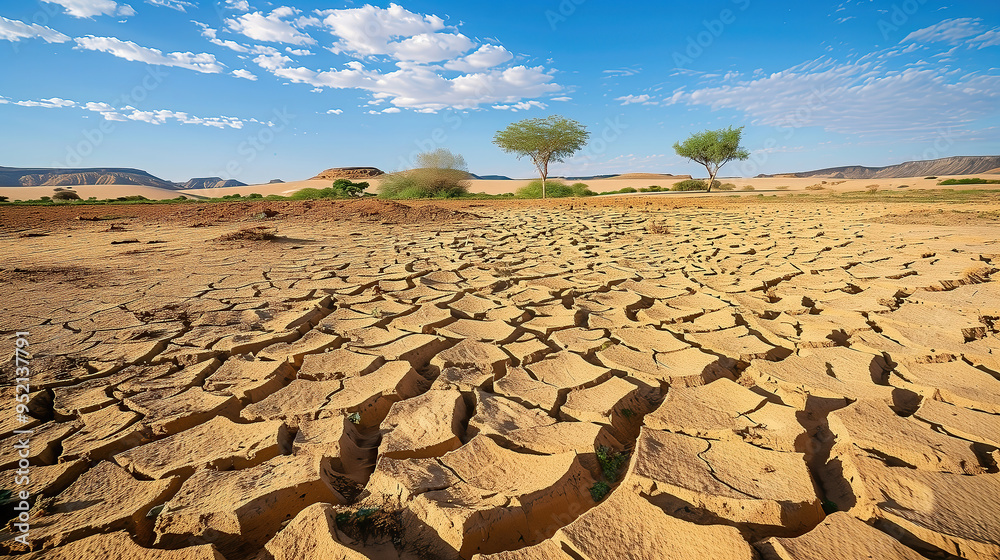 The picture of drought disaster, desertification of the land and ...