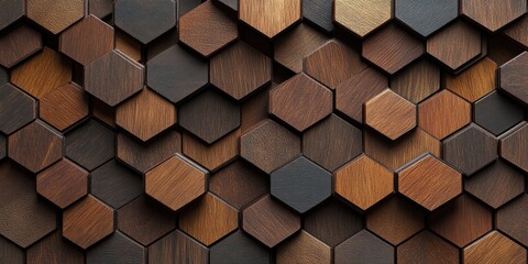 Poster - Abstract Wooden Hexagon Pattern